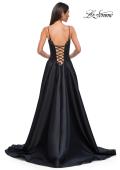 Picture of: Mikado A-line Gown with Lace Detail Neckline in Black , Style 32878, Detail Picture 18