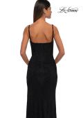 Picture of: Rhinestone Net Jersey Ruched Dress with Corset Top in Black, Style: 32753, Detail Picture 19