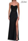 Picture of: Strapless Embellished Corset Gown with High Slit and Lace-Up Back in Black, Style: 33355, Detail Picture 20