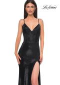 Picture of: Fitted Metallic Jersey Prom Dress with Corset Style Top in Black , Style 32877, Detail Picture 21