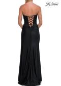 Picture of: Strapless Embellished Corset Gown with High Slit and Lace-Up Back in Black, Style: 33355, Detail Picture 21