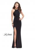 Picture of: Jersey Prom Dress with Cut Outs and Tonal Beading in Black, Style: 25237, Detail Picture 1