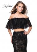 Picture of: Two Piece Mermaid Style Gown with Off the Shoulder Top in Black, Style: 25417, Detail Picture 1