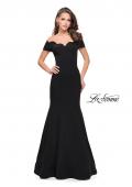Picture of: Off the Shoulder Mermaid Style Dress with Scallop Neckline in Black, Style: 25476, Detail Picture 1