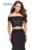 Picture of: Mikado Two Piece Prom Dress with Lace and Beading in Black, Style: 25583, Detail Picture 1