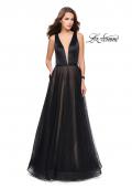 Picture of: A-line Prom Dress with Pearl Beading and a Tulle Skirt in Black, Style: 25630, Detail Picture 1
