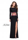Picture of: Long Sleeve Two Piece Dress with Floral Applique in Black, Style: 25695, Detail Picture 1