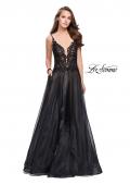Picture of: A-line Ball Gown with Organza Skirt and Beaded Bodice in Black, Style: 25701, Detail Picture 1