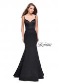 Picture of: Satin Mermaid Prom Dress with Beading and Open Back in Black, Style: 25711, Detail Picture 1