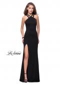 Picture of: High Neck Prom Dress with Halter Double Strap Detail in Black, Style: 25883, Detail Picture 1