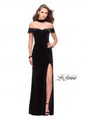 Picture of: Off the Shoulder Velvet Dress with Attached Choker in Black, Style: 25937, Detail Picture 1