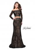 Picture of: Off The Shoulder Two Piece Dress with Long Sleeves in Black, Style: 25983, Detail Picture 1