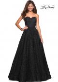 Picture of: Strapless A Line Ball Gown with Metallic Embroidery in Black, Style: 27063, Detail Picture 1