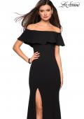 Picture of: Long Off The Shoulder Prom Dress with Side Slit in Black, Style: 27096, Detail Picture 1