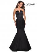 Picture of: Strapless V Prom Gown with Cascading Ruffle Back in Black, Style: 27105, Detail Picture 1