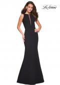 Picture of: High Neckline Jersey Prom Dress with Open Back in Black, Style: 27124, Detail Picture 1