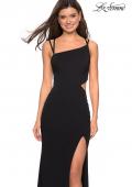 Picture of: Asymmetrical Jersey Prom Dress with Cut Outs in Black, Style: 27126, Detail Picture 1
