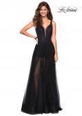 Picture of: Long Prom Dress with Sheer Skirt and Shorts in Black, Style: 27457, Detail Picture 1