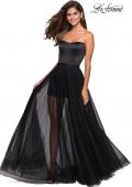 Picture of: Strapless Gown with Tulle Rhinestone Skirt and Shorts in Black, Style: 27522, Back Picture