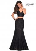 Picture of: Lace Two Piece Gown with Rhinestone Accents in Black, Style: 27589, Detail Picture 1
