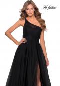 Picture of: One Shoulder Tulle Ball Gown with Pockets in Black, Style: 28383, Detail Picture 1