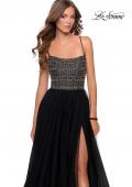 Picture of: Long Tulle Prom Dress with Beaded Bodice in Black, Style: 28535, Detail Picture 1