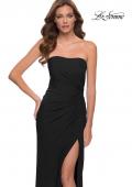 Picture of: Strapless Jersey Dress with Ruching and Skirt Slit in Black, Style 29489, Detail Picture 1