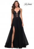 Picture of: Tulle A Line Gown with Lace Rhinestone Bodice in Black, Style 29686, Detail Picture 1