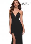 Picture of: Matte Jersey Long Dress with Lace Up Back in Black, Style 29708, Detail Picture 1