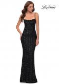 Picture of: Modern Gown with Thick Line Sequin Fabric in Black, Style 29713, Detail Picture 1