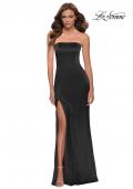 Picture of: Simply Chic Strapless Stretch Satin Long Gown in Black, Style 29807, Detail Picture 1