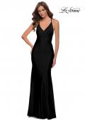 Picture of: Fitted Long Jersey Gown with Criss Cross Bodice in Black, Style 29848, Detail Picture 1