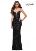 Picture of: Gorgeous Sequin Dress with V Neck and Open Back in Black, Style 29872, Detail Picture 1