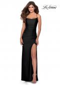 Picture of: Long Prom Dress with Tie Up Back Jersey in Black, Style: 30630, Detail Picture 1
