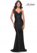 Picture of: Embellished Rhinestone Jersey Long Dress with Lace Up Back in Black, Style: 30996, Detail Picture 1