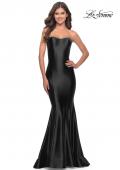 Picture of: Intricate Lace Up Back Liquid Jersey Mermaid Gown in Black, Style: 31321, Detail Picture 1