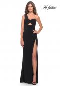 Picture of: Chic One Shoulder Jersey Dress with Cut Out in Black, Style: 31357, Detail Picture 1