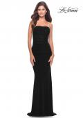 Picture of: Strapless Net Jersey Dress with Illusion Bodice in Black, Style: 31584, Style: 31584