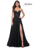 Picture of: Strapless Lace and Tulle Prom Dress with Lace Up Back in Black, Style: 32005, Detail Picture 1