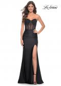 Picture of: Rhinestone Bustier Prom Dress with Ruching in Black, Style: 32012, Detail Picture 1