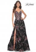 Picture of: Unique Lace Sequin Applique Tulle A-Line Prom Dress in Black, Style: 32031, Detail Picture 1