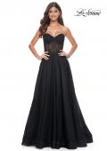 Picture of: A-Line Tulle Prom Dress with Rhinestone Fishnet Bodice in Black, Style: 32216, Detail Picture 1