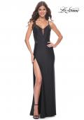 Picture of: Jersey Dress with Illusion Detail and Boning on Bodice in Black, Style: 32229, Detail Picture 1