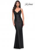Picture of: Ruched Jersey Dress with Rhinestone Mesh Draped Top in Black, Style: 32319, Detail Picture 1