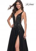Picture of: A-Line Rhinestone and Beaded Embellished Prom Dress in Black, Style: 32345, Detail Picture 1