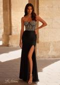 Picture of: Fabulous Prom Dress with Rhinestone Corset Bodice and Simple Skirt in Black , Style 32669, Detail Picture 1