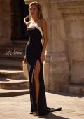 Picture of: Black and White Prom Dress with Illusion Back in Black , Style 32808, Detail Picture 1