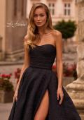 Picture of: Textured Jacquard Evening Gown with Strapless Top in Black , Style: 32893, Detail Picture 1