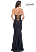 Picture of: Lovely Ruched Jersey Dress with Sequin Lace Beaded Bodice in Black , Style 32920, Detail Picture 1