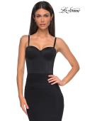 Picture of: Fitted Prom Dress with Ruching and Corset Bra Top in Black , Style 32996, Detail Picture 1
